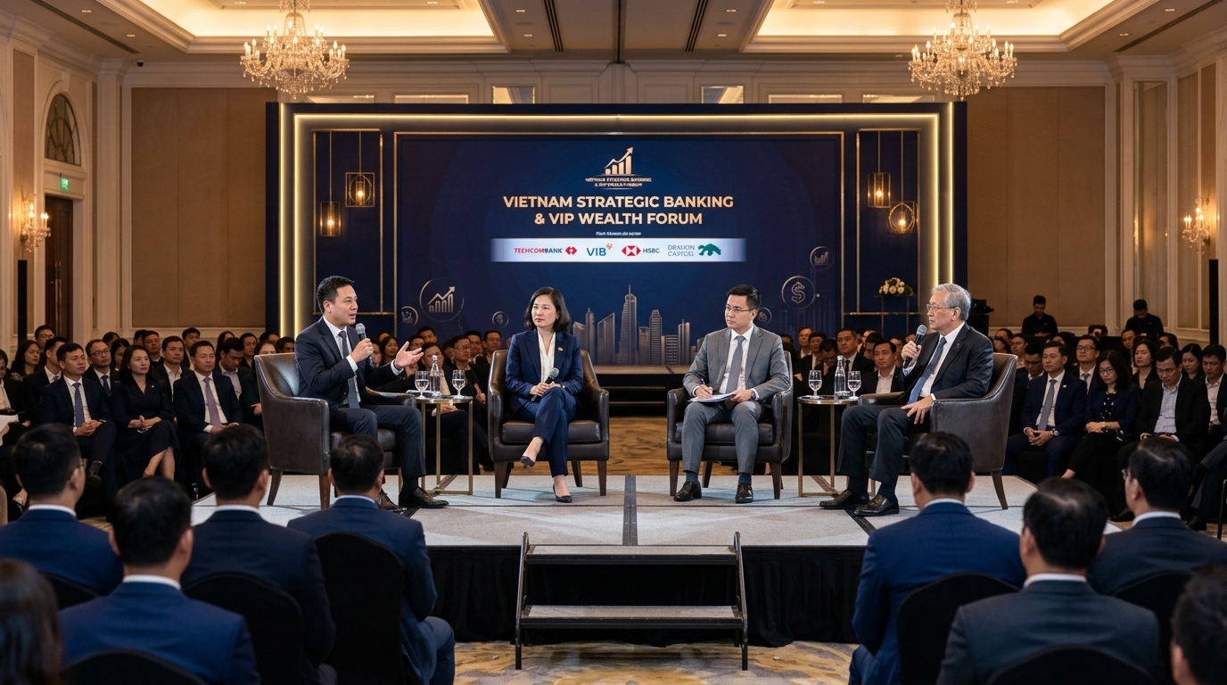 Hội trường hội nghị khách hàng quy mô lớn với hàng nghìn đại biểu tham dự trang trọng