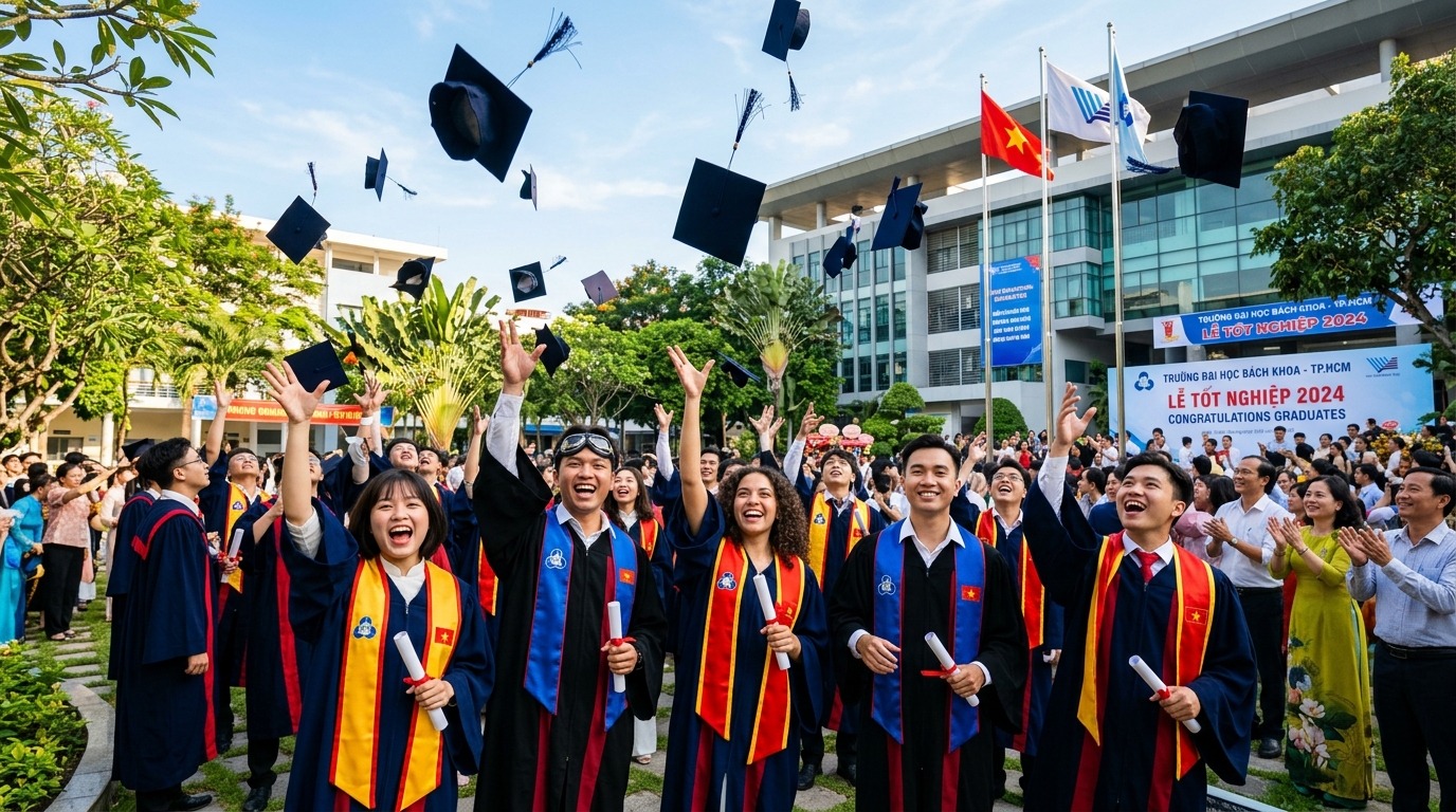 Hàng trăm đại biểu chụp ảnh tập thể trên sân khấu hội nghị lớn được AI nhận diện chính xác từng khuôn mặt